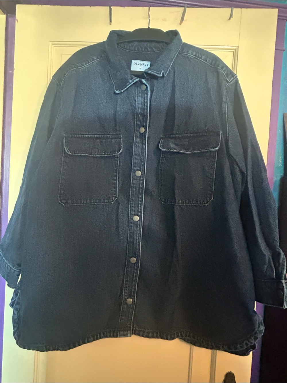 Old Navy Dark Indigo Denim Shirt Jacket - Picture 4 of 10
